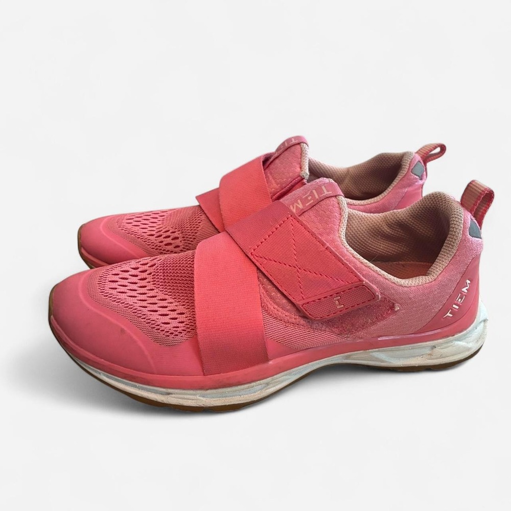 Bubblegum Pink TIEM cycling sneakers indoor cycling velcro straps Size 7.5